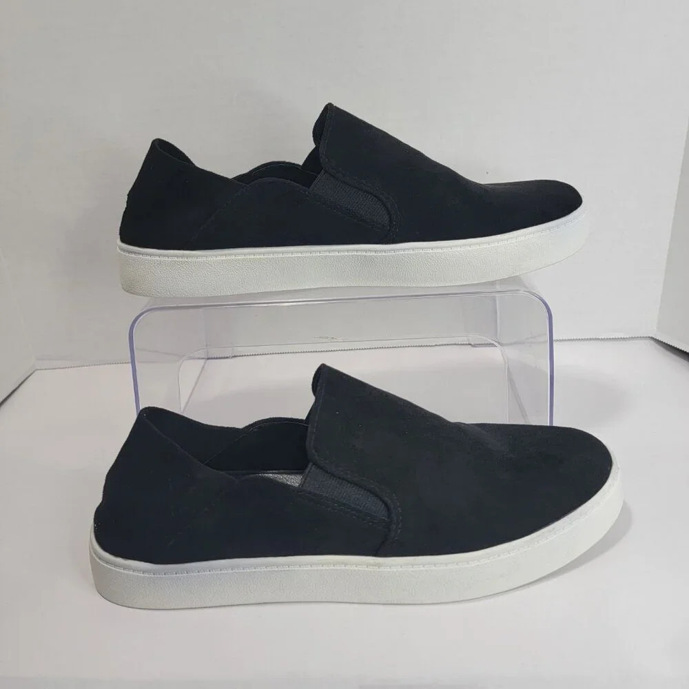 Steve Madden Womens 9 Fayna Black Suede Slip Pull On Sneakers Shoes Casual Basic